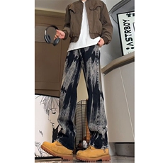 美式高街vibe小众扎染直筒牛仔裤货号K668P60，男装牛仔裤，电商A063