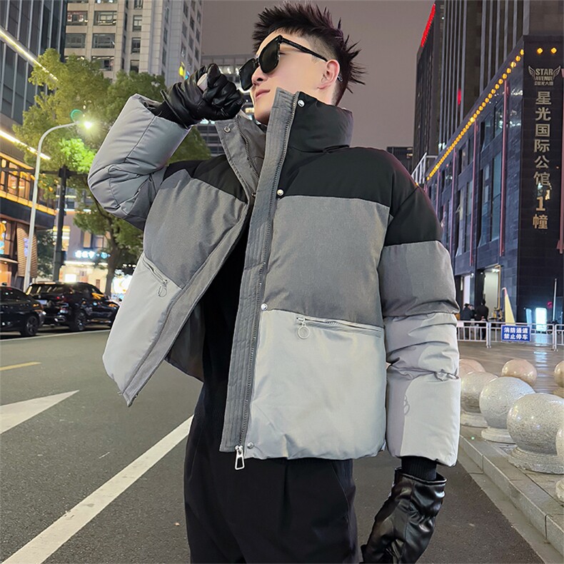 AY105/P128控168秋冬季社会小伙三色拼接设计感保暖面包服男图首2,男装棉衣,星座305B-1