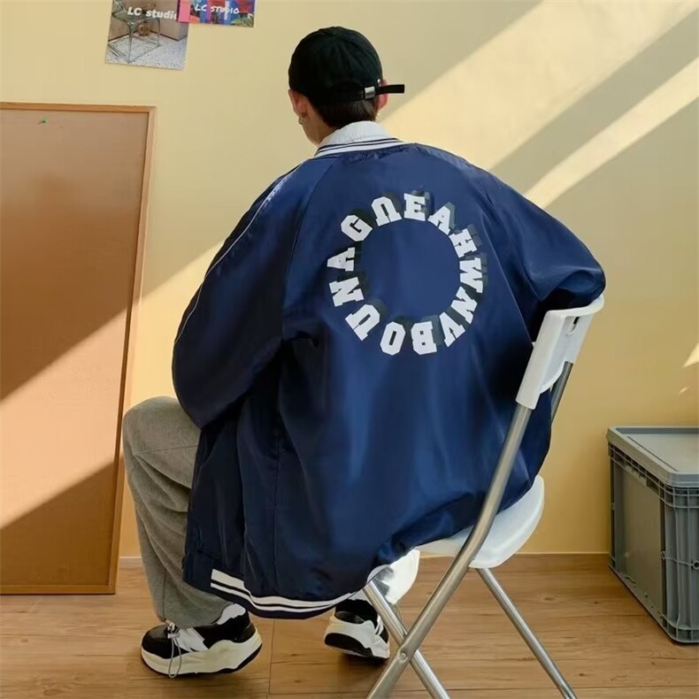 新款美式宽松休闲印花外套男棒球服夹克上衣W1017-P38图片