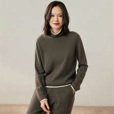 2025年秋季长袖通勤堆堆领羊绒假两件时尚百搭通勤休闲，女装羊绒衫，贝美羊绒