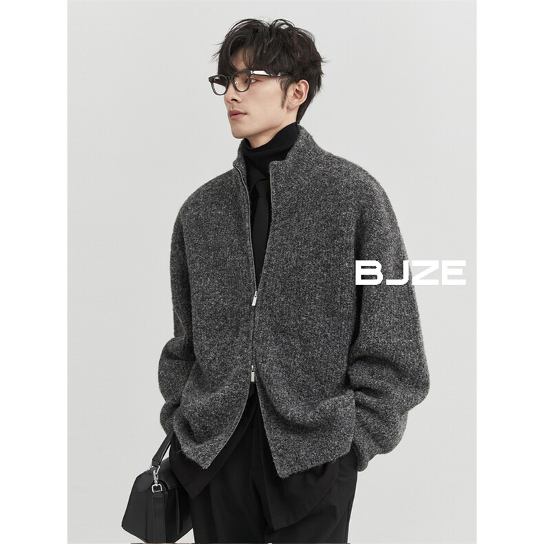 网图M2806-P68立领羊毛开衫外套韩版加厚中领拉链针织毛衣，男装针织衫/毛衣，电商D310B