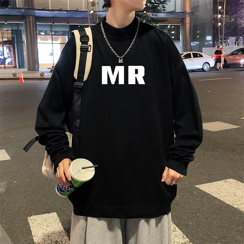 半高领毛衣男士大码针织衫男毛线衣男 M18253-P45 加绒款-P65图片