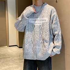 秋冬季新款圆领毛衣潮牌宽松休闲百搭慵懒风打底针织衫，男装T恤，星座410-7