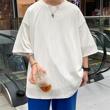 T6058/P35高品质港风垂感冰丝短袖T恤男装潮宽松克莱因蓝上衣控48,男装T恤,电商A141