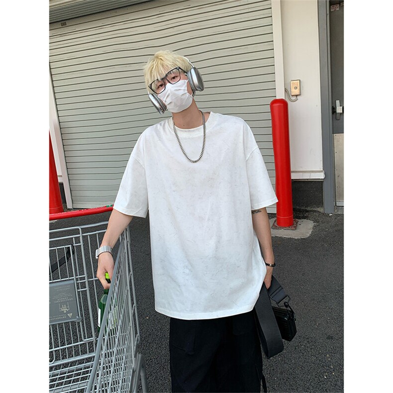 美式重磅做旧短袖t恤夏季圆领宽松半袖情侣上衣T3646-特价P26,男装T恤,电商A007