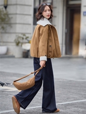 9100时尚针织拼接加绒棉衣外套（送包包），女装棉衣/棉服，依路服饰