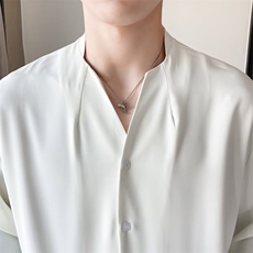 秋款男V领衬衫韩版休闲单排扣宽松衬衣CS030P38，男装衬衫，星座1013-1