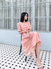 风盘扣刺绣显气质连衣裙，女装连衣裙，天使公主