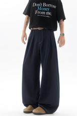 8XL-M冰丝仿牛仔裤男百搭简约阔腿宽松弯道直筒休闲裤男K9150，男装休闲裤，电商D206-1