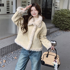 加厚新款圈圈毛皮毛一体外套2C205-8966-P210-K298，女装棉衣/棉服，2C205