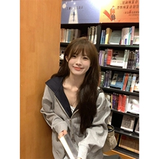 抖音得物高品质二开26春装美式重磅宽松结构双面连帽卫衣外套W68，女装短外套，电商A486-1