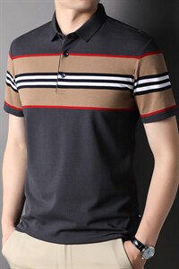 BJ38203男式2023年夏季新款T恤衫男短袖翻领休闲体恤P63，男装T恤，电商B360