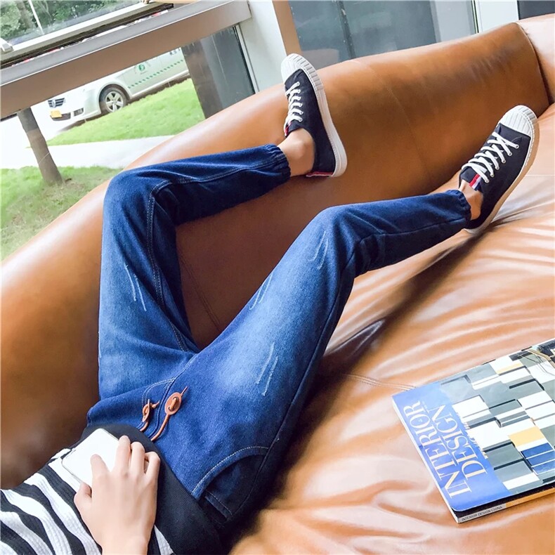男收脚裤束脚牛仔裤男士宽松NZ05潮男哈伦小脚裤深色有5XL男装潮,男装牛仔裤,星座115A(原星座507）