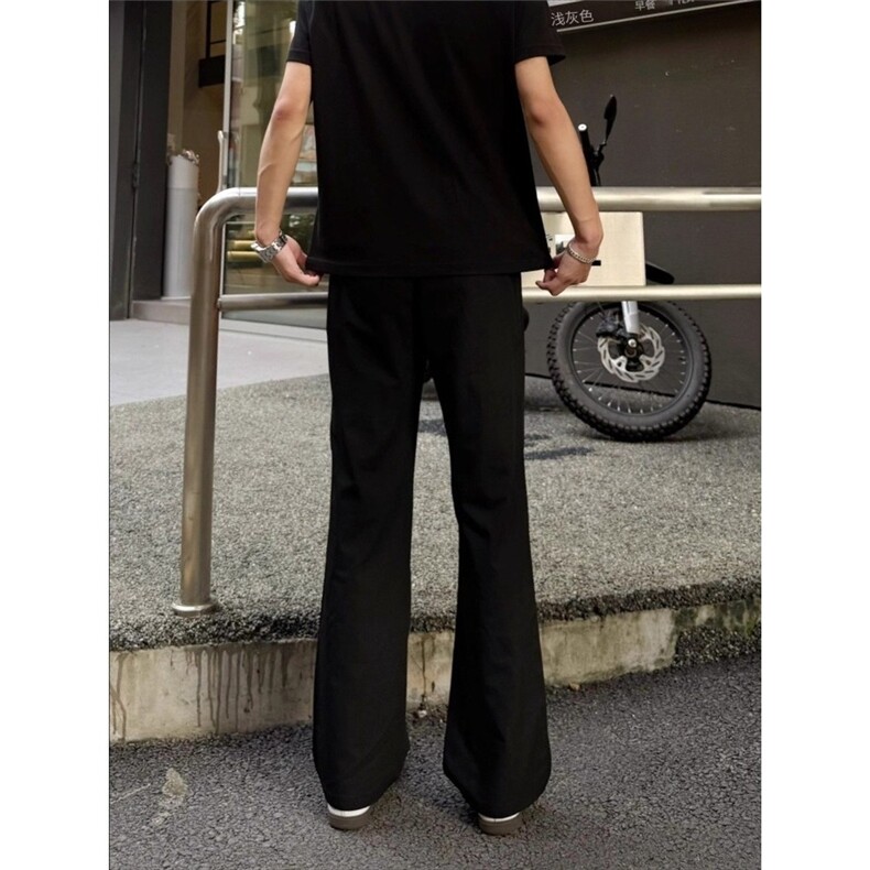 春夏薄款黑色微喇西裤男款美式显瘦cleanfit裤子垂坠高级感直筒裤,男装西裤,星座506A