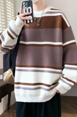 84671-P65秋冬新款休闲毛衣男长袖针织衫加厚条纹毛衣，男装针织衫/毛衣，电商D310B