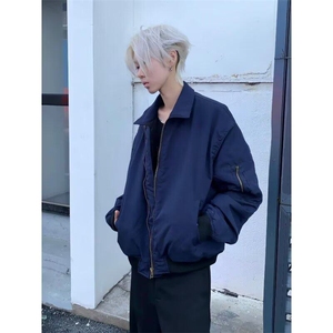 新款2025春季美式复古高街飞行员翻领夹克男女宽松潮流棒球服外套图片