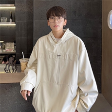 港风秋装潮美式复古压印立体情侣卫衣PU皮衣外套男女G1066P78，男装皮衣，电商A339