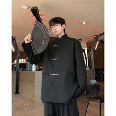 新中式风立领中山装男士休闲西服高级感修身小西装外套J8158，男装西服，星座1116A-1（原606A）