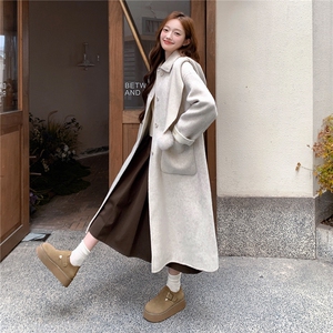 现货新款时尚洋气2025女装羊绒大衣宽松显瘦针织帽羊绒外套图片