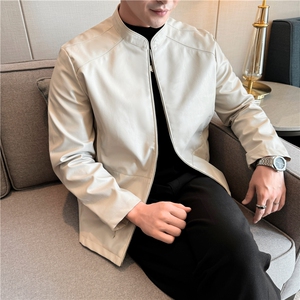 秋季立领皮夹克男士休闲机车皮衣外套潮宽松A266-PY005-P85控138图片