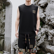 夏季小熊短裤休闲运动套装男刺绣背心两件套汗衫A266-TZ1108-P46，男装牛仔裤，电商A266