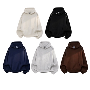 重磅全棉无帽绳450克拉链连帽卫衣硬挺短宽套头外套男 RH5307-P50图片
