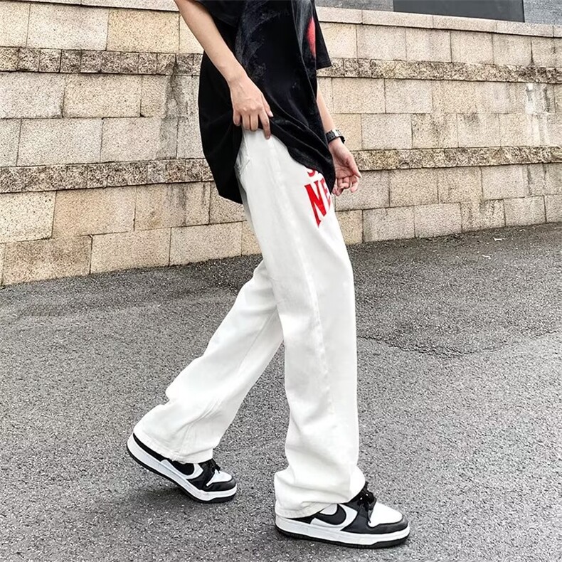 美式街头小众复古字母印花牛仔裤男潮牌炸街裤子G117P40,男装牛仔裤,星座1116-2