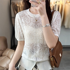 2025年夏季不连帽镂空拉链款时尚百搭通勤，女装T恤，森墨