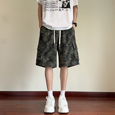 2025男式情侣短裤夏季工装运动扎染五分短裤D2536*P35控58，男装牛仔裤，星座227-1