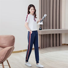 品牌冰丝运动服套装女夏季2024新款休闲速干短袖夏装两件套，女装套装/套裙，梦依杭
