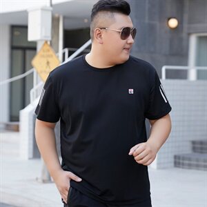 男大码圆领短袖T恤弹力网眼透气5032-1_T83(L-X4LP405XL-9XLP45