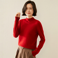 高端软糯山羊绒衫女圆领套头秋冬宽松百搭一线成衣针织打底衫毛衣，女装羊绒衫，纳丰羊绒