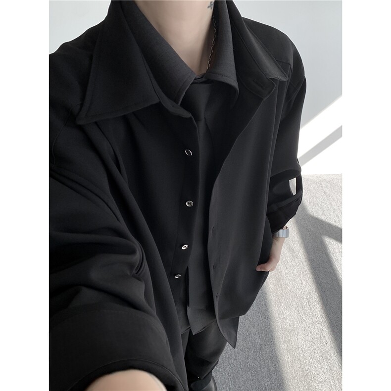 假两件拼接设计衬衫高品质高级感上衣痞帅西装外套LC301特p53控98,男装衬衫,电商B215