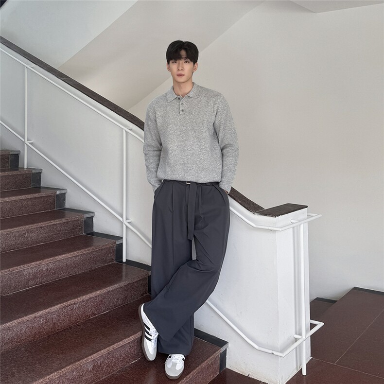 腰带款cleanfit大裤腿休闲裤灰色K234/P78,男装休闲裤,电商A242