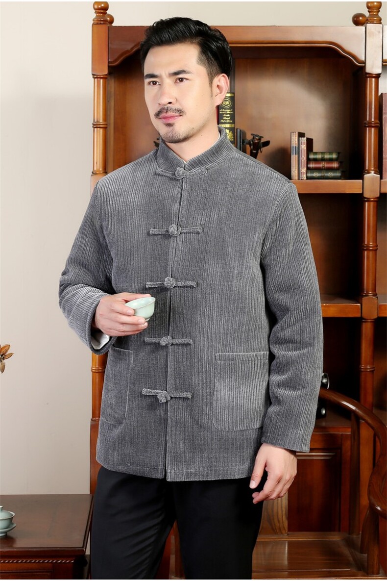 中青年唐装90绒羽绒服复古盘扣灯芯绒风羽绒服外套CF988-P230,男装羽绒服,星座1105-3