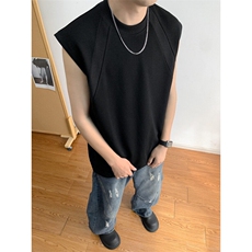 高品质夏款男无袖T恤条纹拼接宽松运动背心汗衫，男装背心/马甲，星座410-7