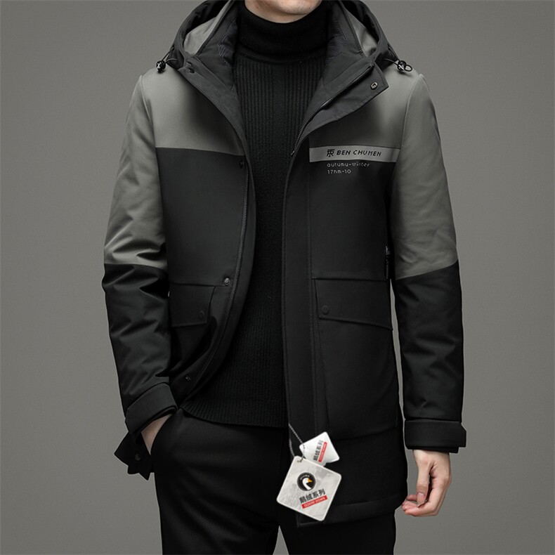 2023冬季男士时尚休闲鹅绒内胆可脱卸羽绒服外套男装SL2195-P360，男装羽绒服，电商B212（原钱塘6029）