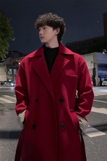 秋冬复古休闲毛呢大衣男潮风衣宽松中长外套MN00731/P100加棉P110，男装风衣，电商B316