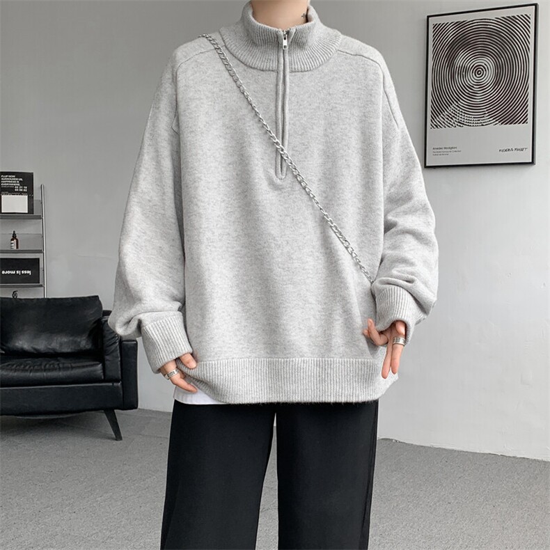 8XL-M复古半拉链立领毛衣男大码宽松针织线衫上衣外套MY1507/P75,男装针织衫/毛衣,电商B238