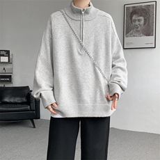 8XL-M复古半拉链立领毛衣男大码宽松针织线衫上衣外套MY1507/P75，男装针织衫/毛衣，电商B238