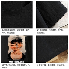 YT26213-P30亚短袖t恤男大码五分袖男宽松七分袖砖墙挂拍，男装T恤，电商A040A