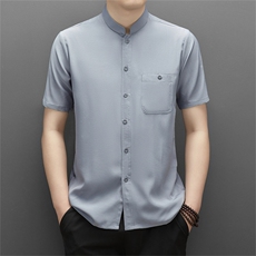 风唐装中式汉服速干短袖中老年人夏季薄款衬衫短袖SH235-P48，男装中老年男装，钱塘723