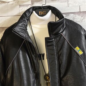 白墙日系透明贴布皮夹克男秋季百搭皮衣外套潮A090-MY75P125限158图片