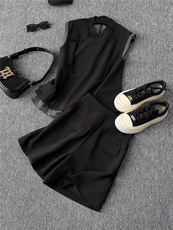 高级感拼接格纹马甲套装女夏新款显瘦立领无袖上衣短裤两件套，女装套装/套裙，江南