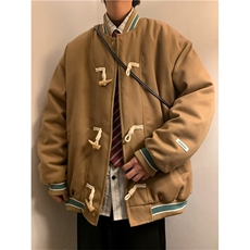 原宿港风牛角扣棒球服棉服外套男冬款美式宽松保暖棉衣W6661-P83，男装棉衣，星座512-2