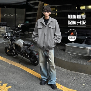 外景 毛呢外套男港风加棉加厚冬季休闲翻领夹克-A1550P80控128图片
