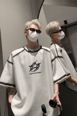 男装丝光棉喷漆短袖T恤2025夏印花五分袖体恤XZ514-2-2024113-P63，男装T恤，星座514-2(原B239)