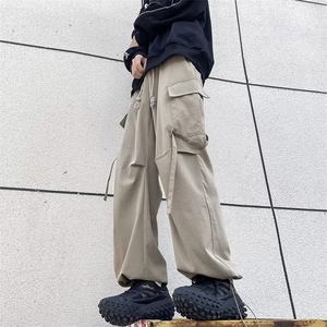 早秋款男工装裤大口袋织带长系带抽绳直筒长裤h0972 P40图片