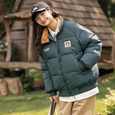 2026冬季新款男日系潮牌纯色刺绣宽松休闲棉服加厚外套MY376-F146，男装棉衣，电商A101（原外27）