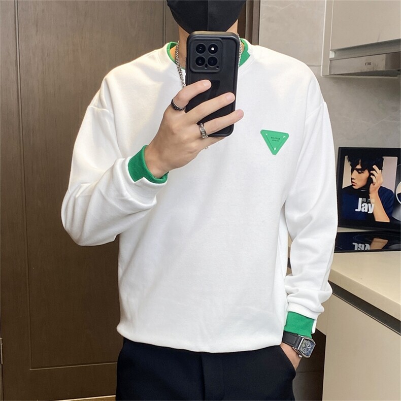 71561-特P45秋冬季修身卫衣男士时尚百搭圆领拼接撞色长袖t恤潮图片